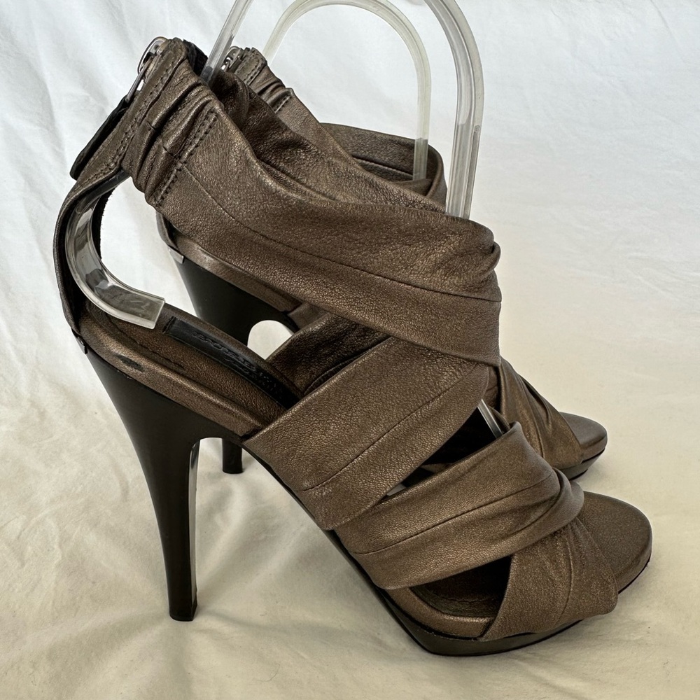 Burberry Prorsum Dark Nickel Leather Platform Heels